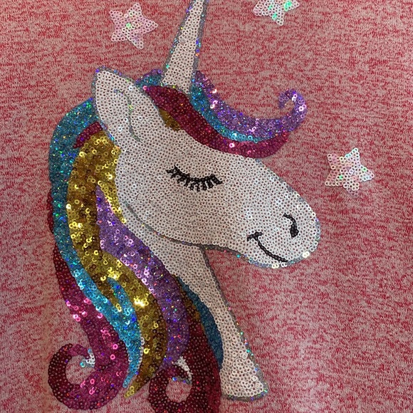Girls soft sequined unicorn hoodie, size M (7-8). - Picture 4 of 5